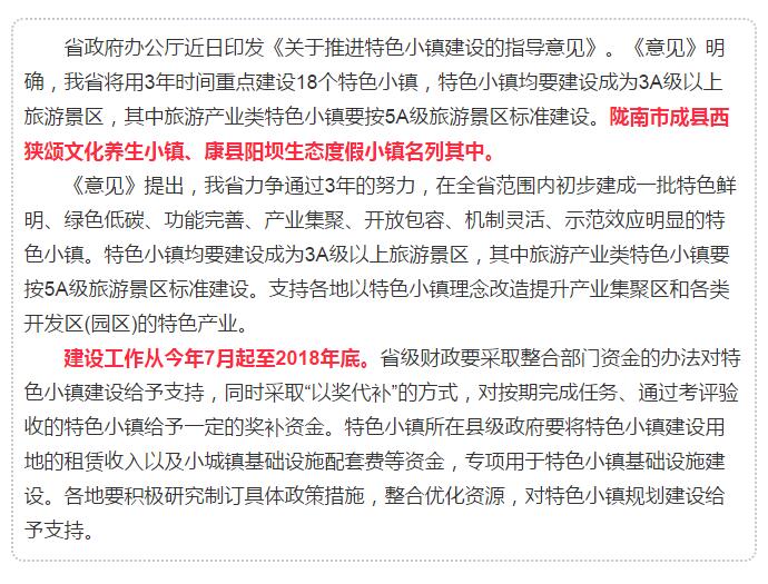 甘肅計(jì)劃3年建18個(gè)特色小鎮(zhèn)，看看隴南有幾個(gè)~